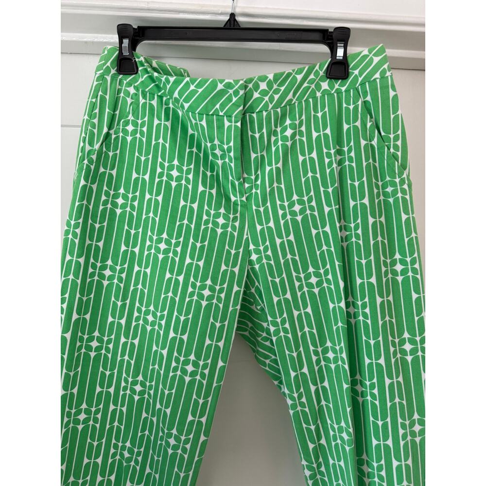 Trina Turk Green Geometric Print Pants – Size 6 – Cotton Blend